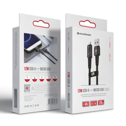 Дата кабель USB 2.0 AM to Micro 5P 1.2m 12W black Armorstandart (ARM75866) – Armorstandart (вид 1)