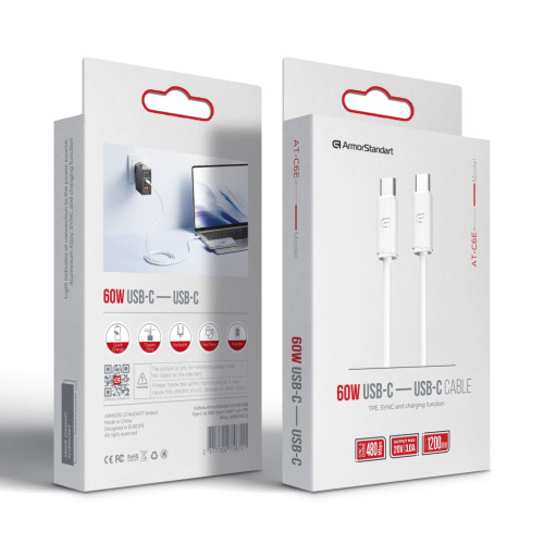 Дата кабель USB-C to USB-C 1.2m TPE 60W white Armorstandart (ARM75872) – Armorstandart (вид 1)