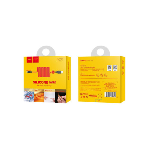 Дата кабель USB 2.0 AM to Lightning 1.0m 2A silicone X21 black+red HOCO (6957531071372) – HOCO (вид 2)