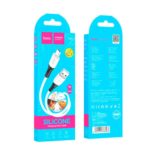 Дата кабель USB 2.0 AM to Micro 5P 1.0m 2.4A silicone X82 white HOCO (6931474768568) – HOCO (вид 2)