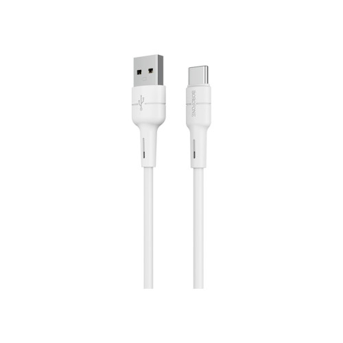 Дата кабель USB 2.0 AM to USB-C 1.0m 3A silicone BX30 white BOROFONE (6931474706935) – BOROFONE
