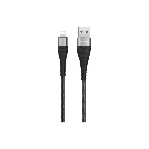 Дата кабель USB 2.0 AM to Lightning 1.0m 2.4A nylon BX32 black BOROFONE (6931474710413) – BOROFONE