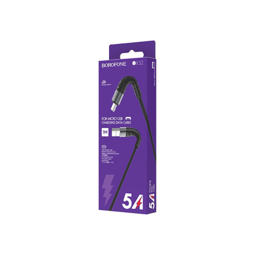 Дата кабель USB 2.0 AM to Micro 5P 1.0m 2.4A nylon BX32 black BOROFONE (6931474710437) – BOROFONE (вид 2)