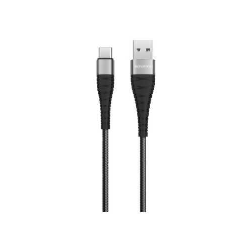 Дата кабель USB 2.0 AM to USB-C 1.0m 2.4A nylon BX32 black BOROFONE (6931474710451) – BOROFONE