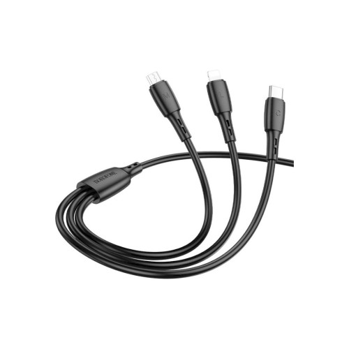 Дата кабель USB 2.0 AM to Lightning + Micro 5P + USB-C 1.0m 2A PVC BX71 black BOROFONE (6974443384543) – BOROFONE (вид 2)