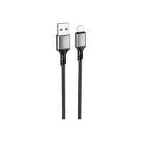 Дата кабель USB 2.0 AM to Lightning 1.0m Famous silicone BX83 black BOROFONE (6974443386356)