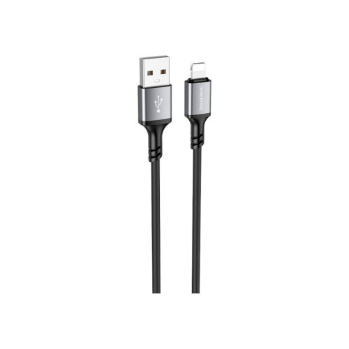 Дата кабель USB 2.0 AM to Lightning 1.0m Famous silicone BX83 black BOROFONE (6974443386356) – BOROFONE