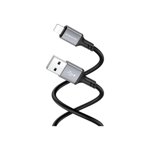 Дата кабель USB 2.0 AM to Lightning 1.0m Famous silicone BX83 black BOROFONE (6974443386356) – BOROFONE (вид 1)