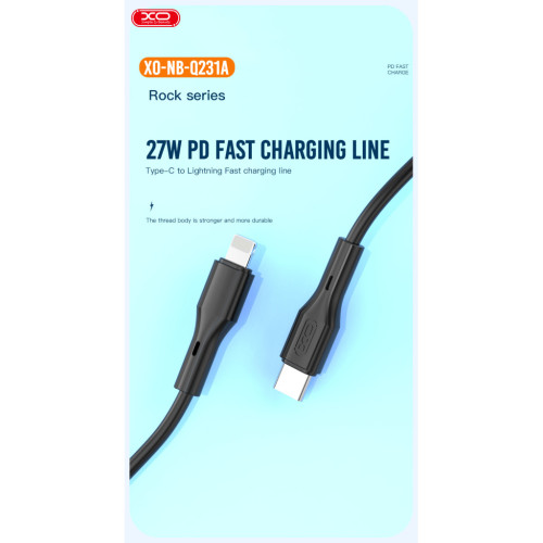 Дата кабель USB-C to Lightning 1.0m 27W Rock XO (NBQ231A_Black) – XO (вид 1)