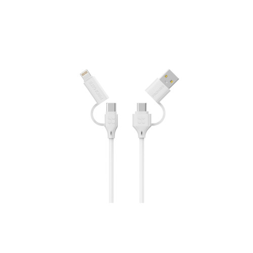 Дата кабель USB-C + USB 2.0 AM to USB-C + Lightning 1.2m 60W quadcord-pd60 white Promate (quadcord-pd60.white) – Promate