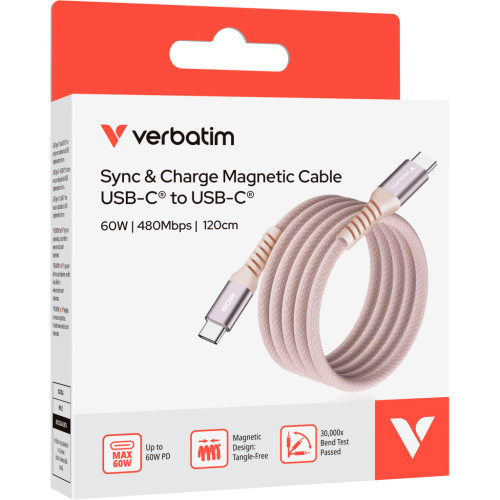 Дата кабель USB-C to USB-C 1.2m Magnetic 60W pink Verbatim (31853) – Verbatim (вид 2)