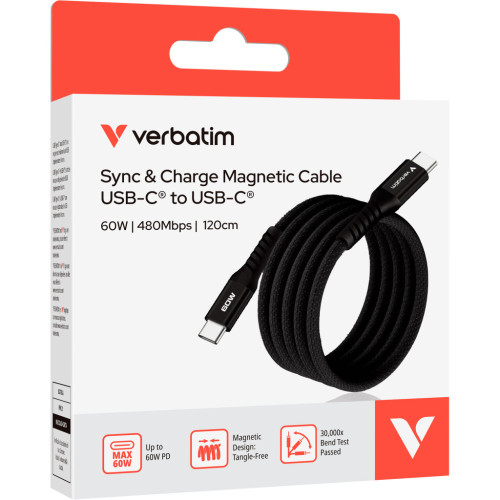 Дата кабель USB-C to USB-C 1.2m Magnetic 60W black Verbatim (31859) – Verbatim (вид 2)
