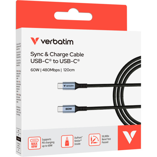 Дата кабель USB-C to USB-C 1.2m 60W black Verbatim (31845) – Verbatim (вид 2)