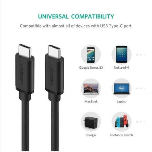 Дата кабель USB-C to USB-C 1.0m US286 3A Black Ugreen (50997) – UGREEN (вид 2)