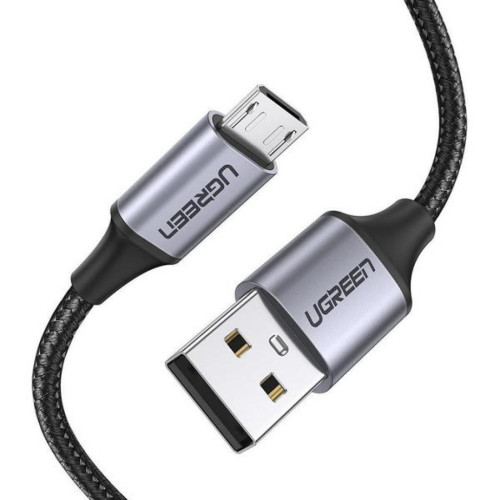 Дата кабель USB 2.0 AM to Micro 5P 1.0m US290 Aluminum Braid Black Ugreen (60146) – UGREEN