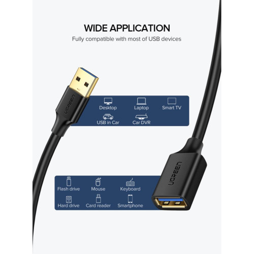 Дата кабель USB 3.0 AM/AF 2.0m US129 Black Ugreen (10373) – UGREEN (вид 2)