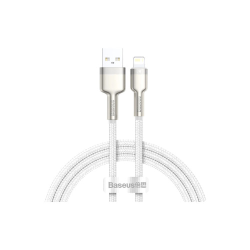 Дата кабель USB 2.0 AM to Lightning 2.0m Cafule Series Metal 2.4A White Baseus (CALJK-B02) – Baseus