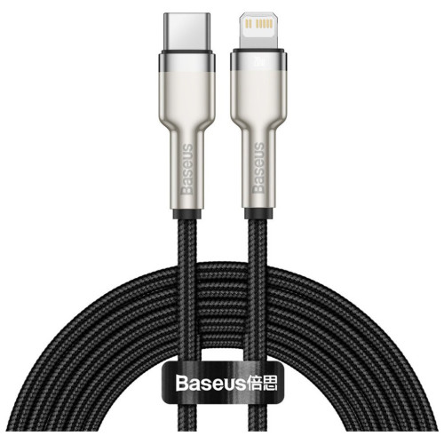 Дата кабель USB-C to Lightning 2.0m Cafule Metal PD 20W black Baseus (CATLJK-B01) – Baseus