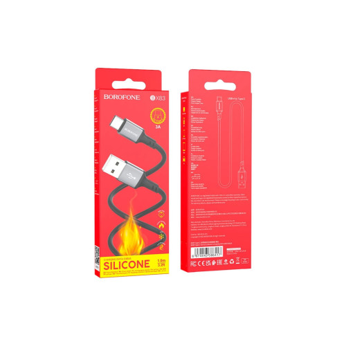 Дата кабель USB 2.0 AM to USB-C 1.0m 3A black BOROFONE (6974443386417) – BOROFONE (вид 2)