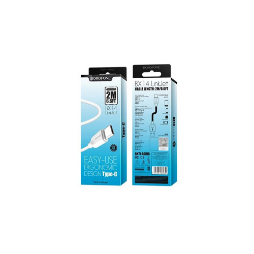 Дата кабель USB 2.0 AM to USB-C 2.0m 2.4A white BOROFONE (6957531090021) – BOROFONE (вид 1)