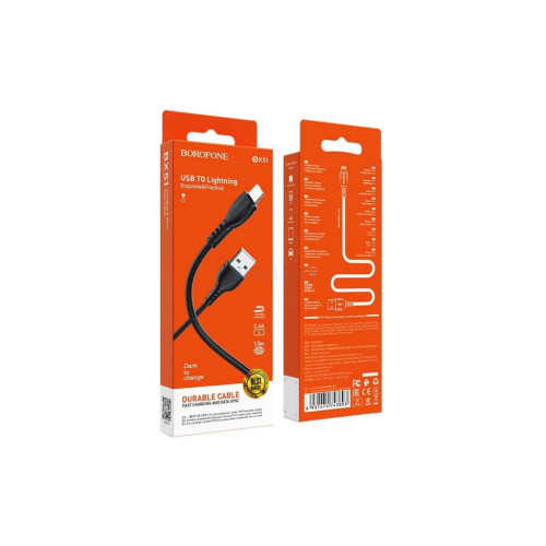 Дата кабель USB 2.0 AM to Lightning 1.0m 2.4A black BOROFONE (6931474743893) – BOROFONE (вид 1)