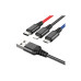Дата кабель USB 2.0 AM to Lightning + Micro 5P + USB-C 1.0m 2A nylon black+red+blue HOCO (6931474768636) – HOCO