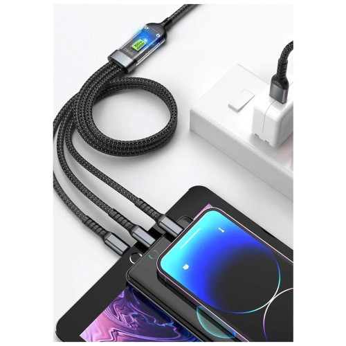 Дата кабель USB 2.0 AM to Lightning + Micro 5P + USB-C 1.2m 100W nylon black XoKo (SC-3100) – XoKo (вид 2)