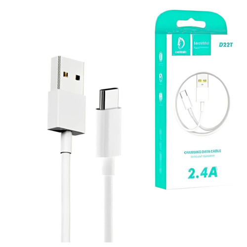 Дата кабель USB 2.0 AM to USB-C 1.0m 2.4A white Denmen (D22T-WH) – Denmen (вид 1)
