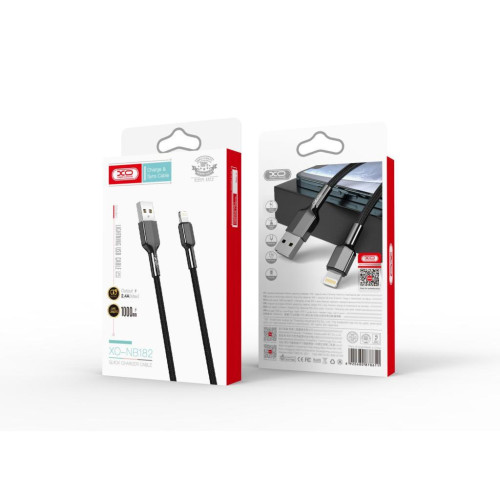 Дата кабель USB 2.0 AM to Lightning 1.0m 2.4A black XO (NB182-L-1-BK) – XO (вид 1)