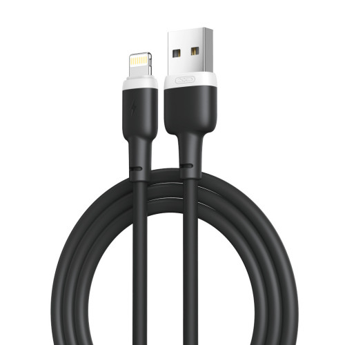 Дата кабель USB 2.0 AM to Lightning 1.0m 2.1A silicone black XO (NB208-L-1-BK) – XO