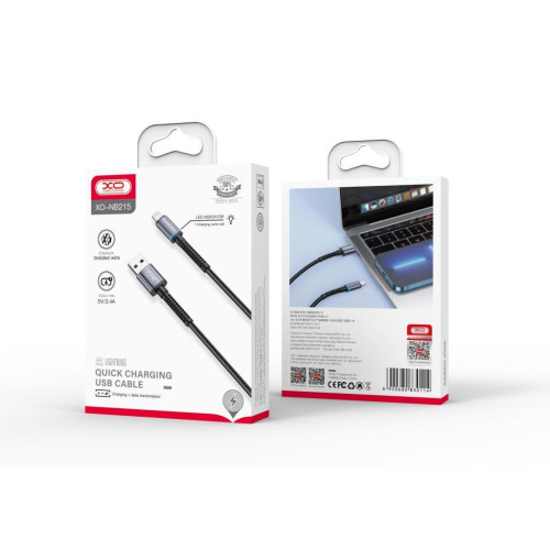 Дата кабель USB 2.0 AM to Lightning 1.0m 2.4A black XO (NB215-L-1-BK) – XO (вид 2)