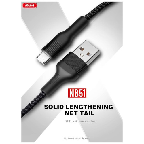 Дата кабель USB 2.0 AM to Micro 5P 1.0m 2.1A black XO (NB51-M-1-BK) – XO (вид 1)