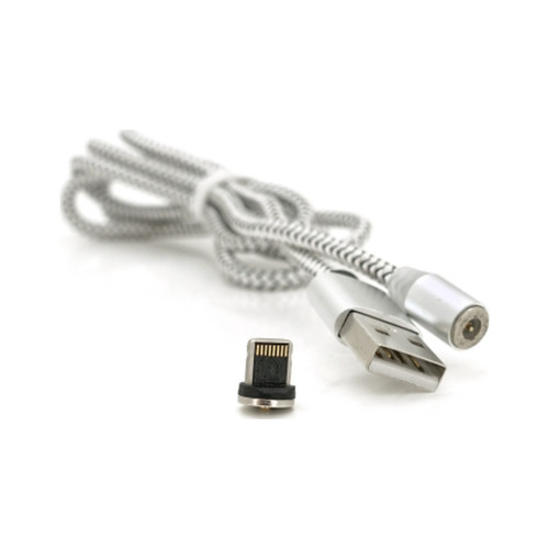 Дата кабель USB 2.0 to Lightning 1.0m 2A magnetic nylon silver PiPo (18168) – Pipo (вид 2)