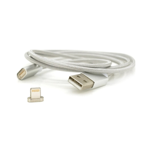 Дата кабель USB 2.0 to Lightning 1.0m 2A magnetic nylon silver Voltronic (YT-MCFB-L/S/13190/09165) – Voltronic (вид 1)