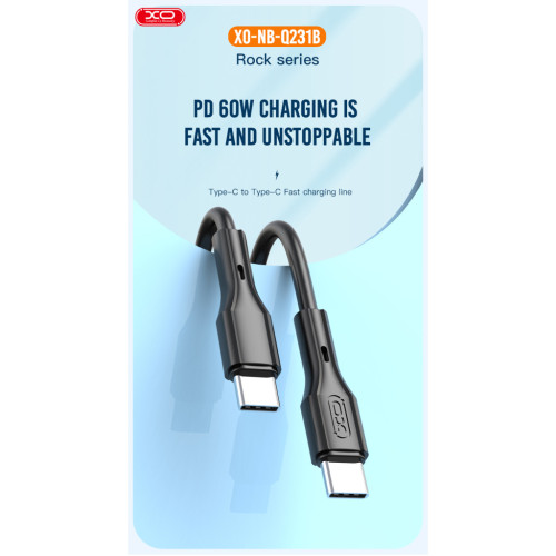 Дата кабель USB-C to USB-C 1.0m 60W black XO (NBQ231B_Black) – XO (вид 1)