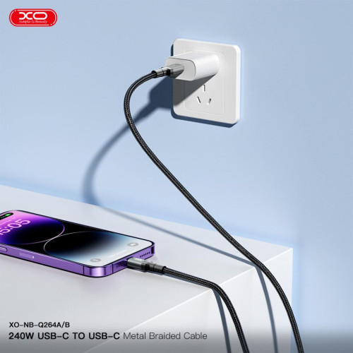 Дата кабель USB-C to USB-C 1.0m 240W black XO (NBQ264A_С_Black) – XO (вид 2)