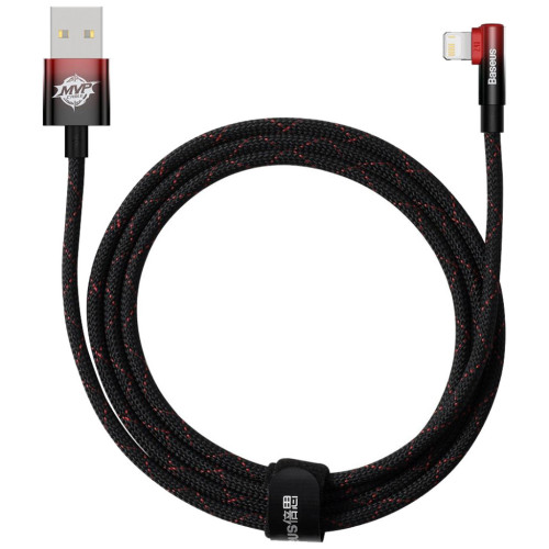 Дата кабель USB 2.0 AM to Lightning 2.0m 2.4A 90° corner black/red Baseus (CAVP000120) – Baseus