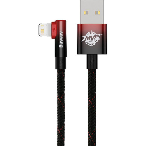 Дата кабель USB 2.0 AM to Lightning 2.0m 2.4A 90° corner black/red Baseus (CAVP000120) – Baseus (вид 1)