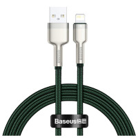 Дата кабель USB 2.0 AM to Lightning 2.0m 2.4A metal green Baseus (CALJK-B06)