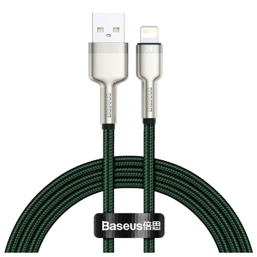 Дата кабель USB 2.0 AM to Lightning 2.0m 2.4A metal green Baseus (CALJK-B06) – Baseus