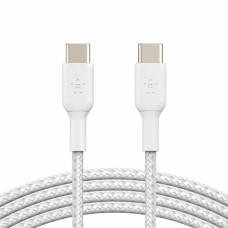 Дата кабель USB-С - USB-С, BRAIDED, 1m, white Belkin (CAB004BT1MWH)