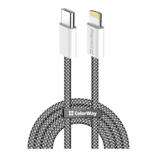 Дата кабель USB-C to Lightning 1.0m 27W black ColorWay (CW-CBPDCL061-BK) – ColorWay