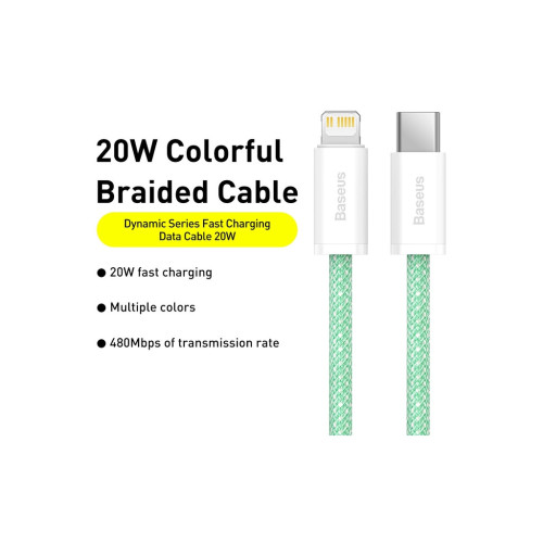 Дата кабель USB-C to Lightning 2.0m 20W green Baseus (CALD000106) – Baseus (вид 1)