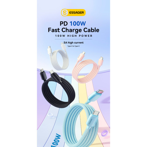 Дата кабель USB-C to USB-C 1.0m 100W white Essager (EXCTT1-WL02-P) – Essager (вид 1)