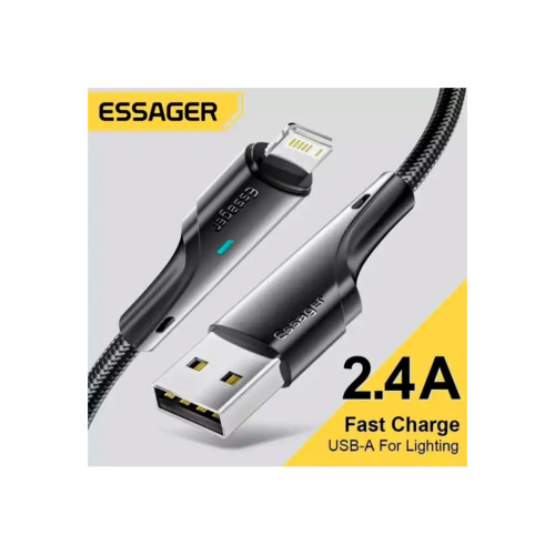 Дата кабель USB 2.0 AM to Lightning 3.0m 2.4A black Essager (EXCL-LSC01) – Essager (вид 1)