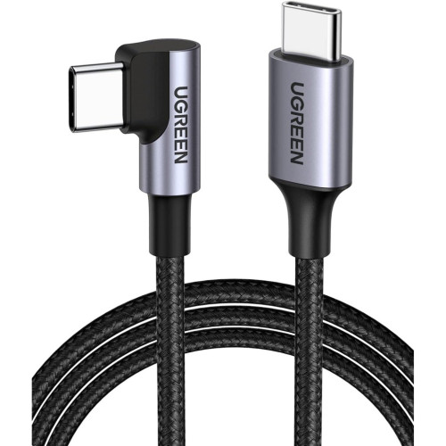 Дата кабель USB-C to USB-C 0.5m 3A 60W 90° corner US255 black/gray Ugreen (50122) – UGREEN
