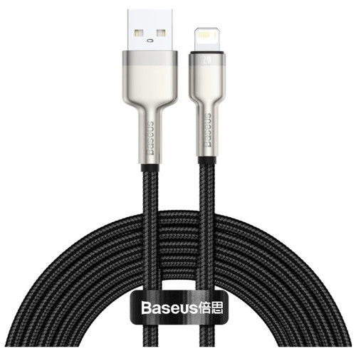 Дата кабель USB 2.0 AM to Lightning 2.0m 2.4A metal black Baseus (CALJK-B01) – Baseus