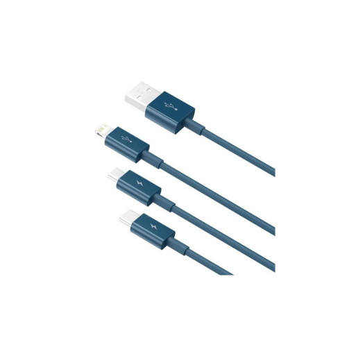 Дата кабель USB 2.0 AM to Lightning + Micro 5P + Type-C 1.5m 3.5A blue Baseus (CAMLTYS-03) – Baseus (вид 2)