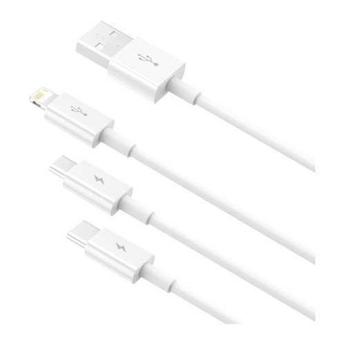 Дата кабель USB 2.0 AM to Lightning + Micro 5P + USB-C 1.5m 3.5A white Baseus (CAMLTYS-02) – Baseus (вид 1)