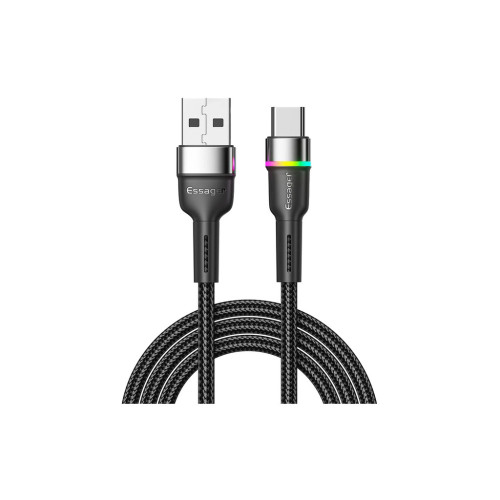 Дата кабель USB 2.0 AM to USB-C 2.0m 3A LED black Essager (EXCT-XCDA01) – Essager